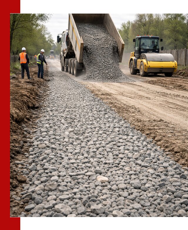 Доставка щебня для отсыпки дорог в Городце высокого качества