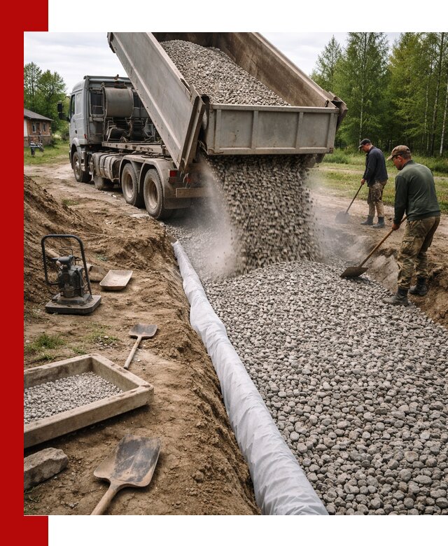 Гравий для дренажа с доставкой в Городце качественный и недорогой