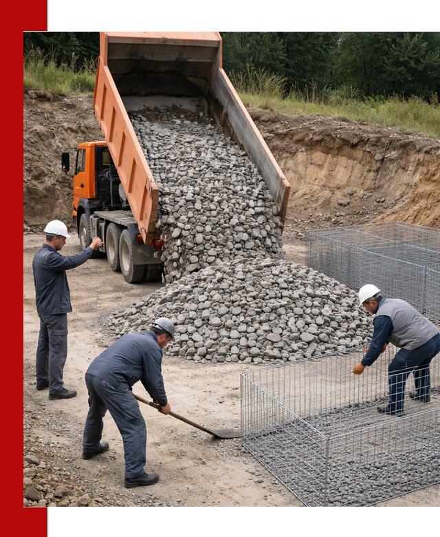 Камень для габионов с доставкой в Городце быстро и надёжно