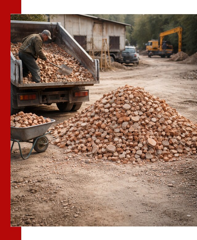 Доставка и подушка из боя кирпича с разгрузкой в Городце