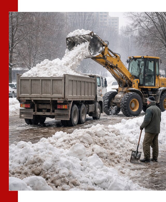 Вывоз снега грузовой техникой в Городце оперативно и чисто