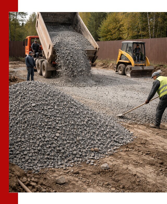 Отсыпка участка щебнем с доставкой и уплотнением в Городце